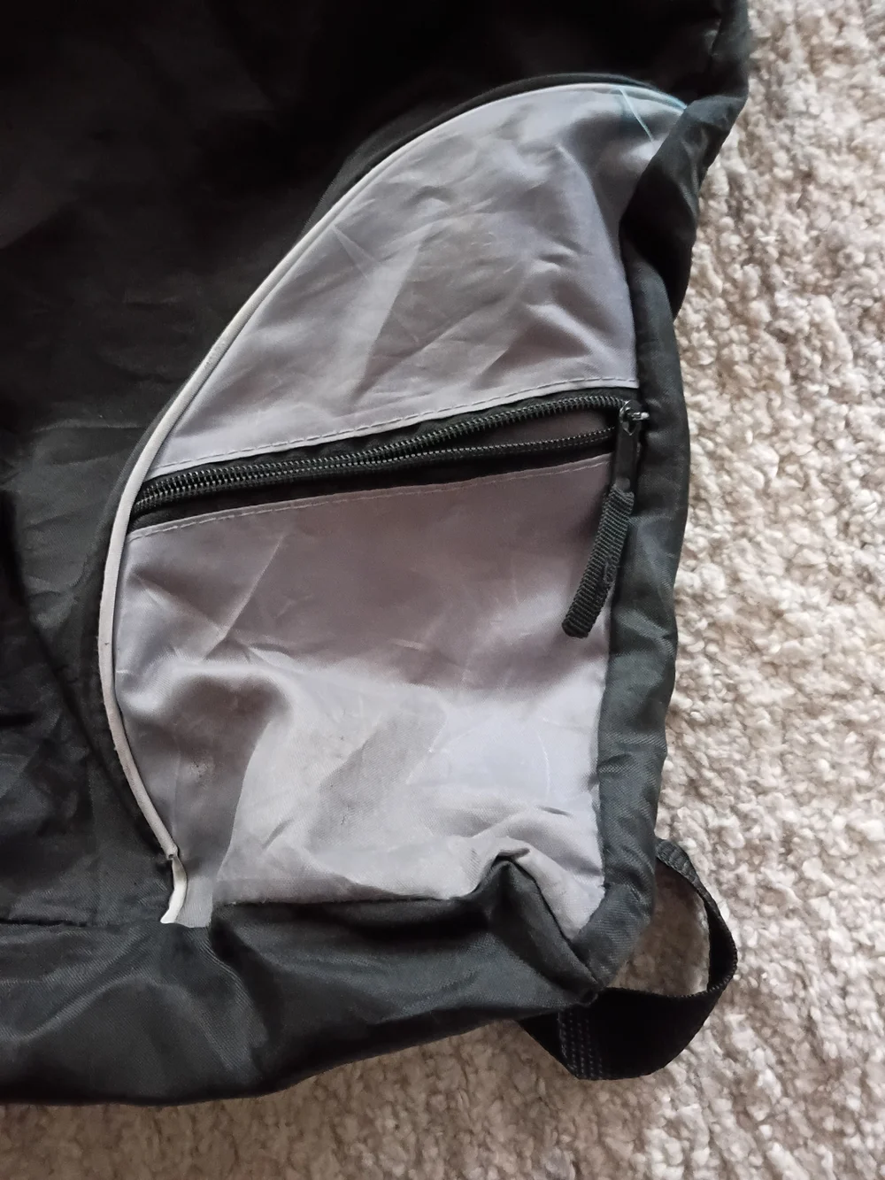 Men's Black and Light Gray Drawstring Backpack- Unbranded
